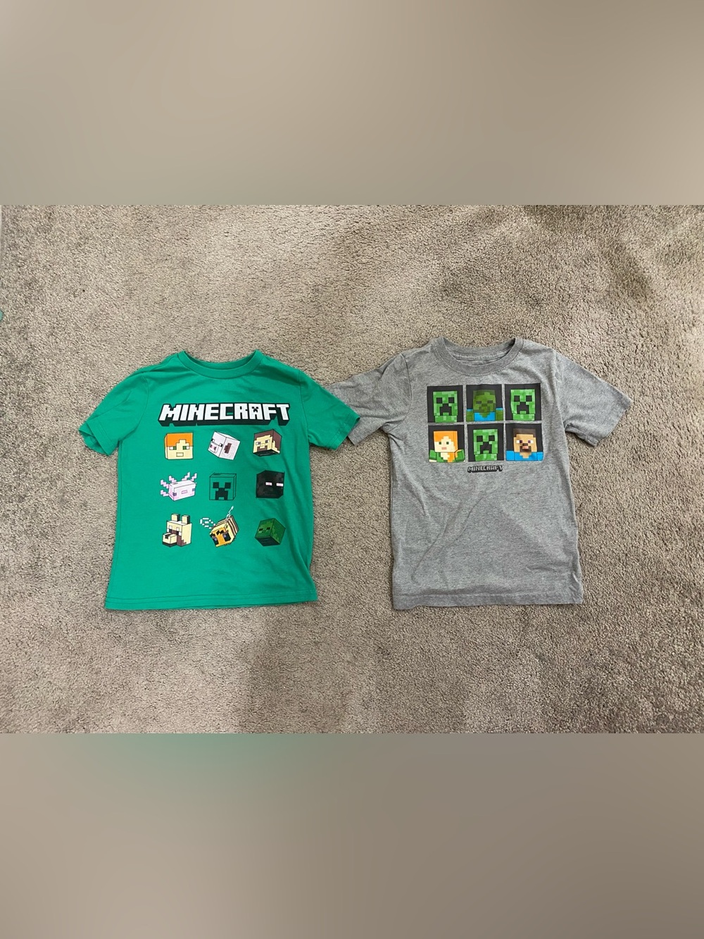 Boys Minecraft Green/Grey Shirts size 6